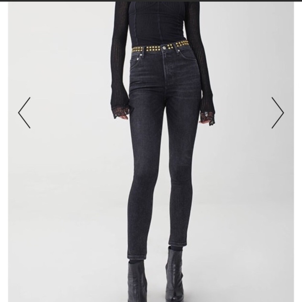 Agolde Roxanne Black Studded High Rise Jeans - 25